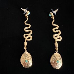 BEN AMUN 24K Gold Plated Locket With Stones Earrings